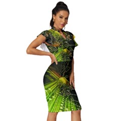 Vintage Frill Sleeve V-Neck Bodycon Dress 