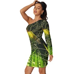 Long Sleeve One Shoulder Mini Dress 