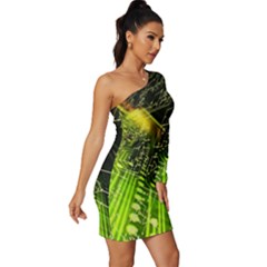 Long Sleeve One Shoulder Mini Dress 
