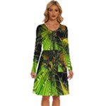Machine Technology Circuit Electronic Computer Technics Detail Psychedelic Abstract Pattern Long Sleeve Dress With Pocket
