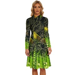Long Sleeve Shirt Collar A-Line Dress 