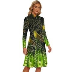 Long Sleeve Shirt Collar A-Line Dress 
