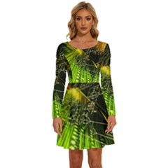 Long Sleeve Wide Neck Velvet Dress 