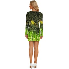 Long Sleeve Square Neck Bodycon Velvet Dress 