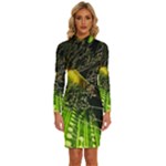 Machine Technology Circuit Electronic Computer Technics Detail Psychedelic Abstract Pattern Long Sleeve Shirt Collar Bodycon Dress