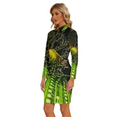 Long Sleeve Shirt Collar Bodycon Dress 