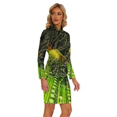 Long Sleeve Shirt Collar Bodycon Dress 