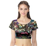 Psychedelic Funky Trippy Short Sleeve Crop Top