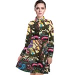 Psychedelic Funky Trippy Long Sleeve Chiffon Shirt Dress