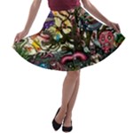 Psychedelic Funky Trippy A-line Skater Skirt