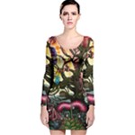 Psychedelic Funky Trippy Long Sleeve Velvet Bodycon Dress