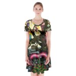 Psychedelic Funky Trippy Short Sleeve V-neck Flare Dress