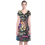 Psychedelic Funky Trippy Short Sleeve Front Wrap Dress