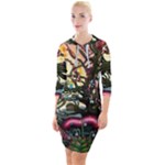 Psychedelic Funky Trippy Quarter Sleeve Hood Bodycon Dress
