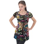 Psychedelic Funky Trippy Puff Sleeve Tunic Top