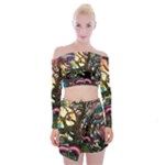 Psychedelic Funky Trippy Off Shoulder Top with Mini Skirt Set