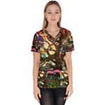 Psychedelic Funky Trippy Women s V-Neck Scrub Top