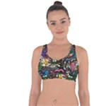 Psychedelic Funky Trippy Cross String Back Sports Bra