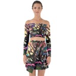 Psychedelic Funky Trippy Off Shoulder Top with Skirt Set