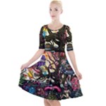 Psychedelic Funky Trippy Quarter Sleeve A-Line Dress