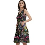 Psychedelic Funky Trippy Sleeveless V-Neck Skater Dress with Pockets