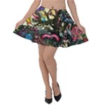 Psychedelic Funky Trippy Velvet Skater Skirt