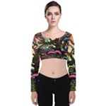 Psychedelic Funky Trippy Velvet Long Sleeve Crop Top