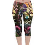 Psychedelic Funky Trippy Velvet Capri Leggings 