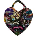 Psychedelic Funky Trippy Giant Heart Shaped Tote