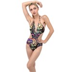 Psychedelic Funky Trippy Plunging Cut Out Swimsuit