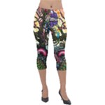 Psychedelic Funky Trippy Lightweight Velour Capri Leggings 