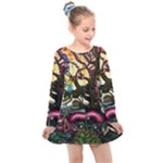 Psychedelic Funky Trippy Kids  Long Sleeve Dress