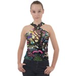 Psychedelic Funky Trippy Cross Neck Velour Top