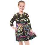 Psychedelic Funky Trippy Kids  Quarter Sleeve Shirt Dress