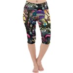 Psychedelic Funky Trippy Lightweight Velour Cropped Yoga Leggings