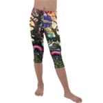Psychedelic Funky Trippy Kids  Lightweight Velour Capri Leggings 
