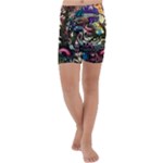 Psychedelic Funky Trippy Kids  Lightweight Velour Capri Yoga Leggings