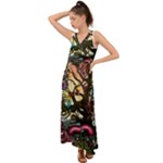 Psychedelic Funky Trippy V-Neck Chiffon Maxi Dress