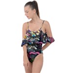 Psychedelic Funky Trippy Drape Piece Swimsuit