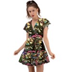 Psychedelic Funky Trippy Flutter Sleeve Wrap Dress