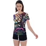 Psychedelic Funky Trippy Back Circle Cutout Sports T-Shirt