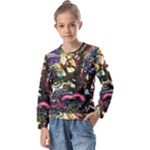 Psychedelic Funky Trippy Kids  Long Sleeve T-Shirt with Frill 