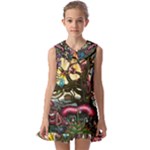 Psychedelic Funky Trippy Kids  Pilgrim Collar Ruffle Hem Dress