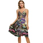 Psychedelic Funky Trippy Sleeveless Tie Front Chiffon Dress