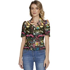 Puffed Short Sleeve Button Up Jacket 