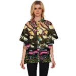 Psychedelic Funky Trippy Women s Batwing Button Up Shirt