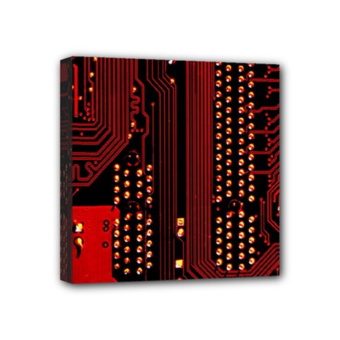 Technology Computer Circuit Mini Canvas 4  x 4  (Stretched) from ArtsNow.com