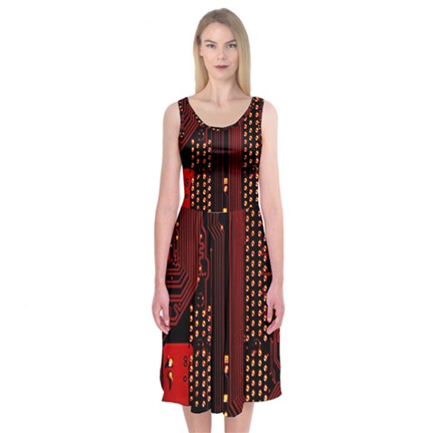 Technology Computer Circuit Midi Sleeveless Dress from ArtsNow.com