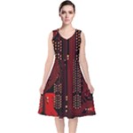Technology Computer Circuit V-Neck Midi Sleeveless Dress 