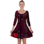 Technology Computer Circuit Quarter Sleeve Skater Dress
